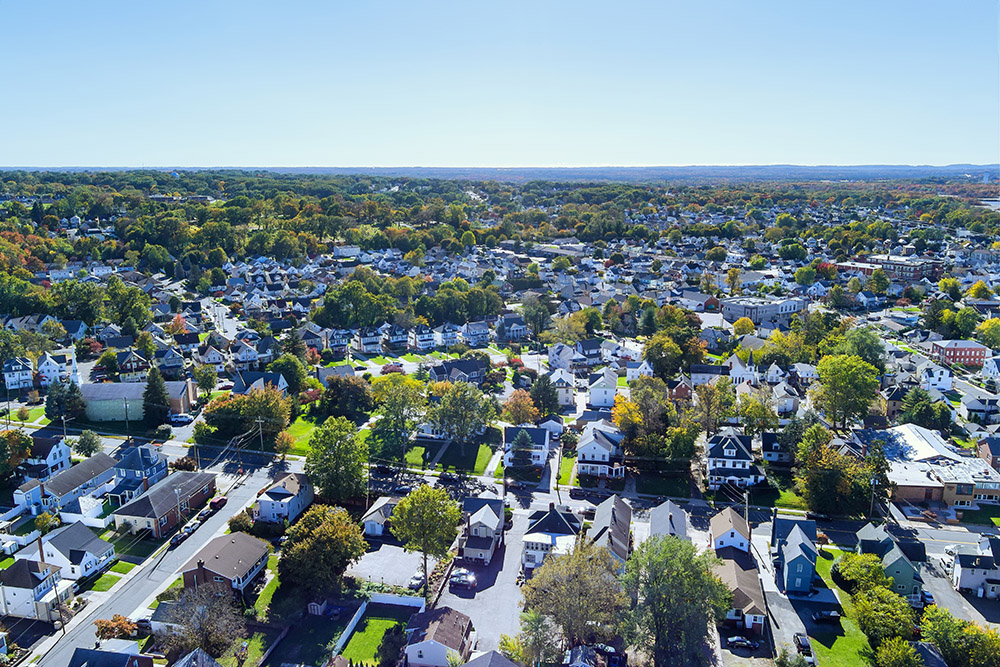 An aerial view of a New Jersey suburb